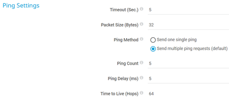 Ping Settings Ping Settings